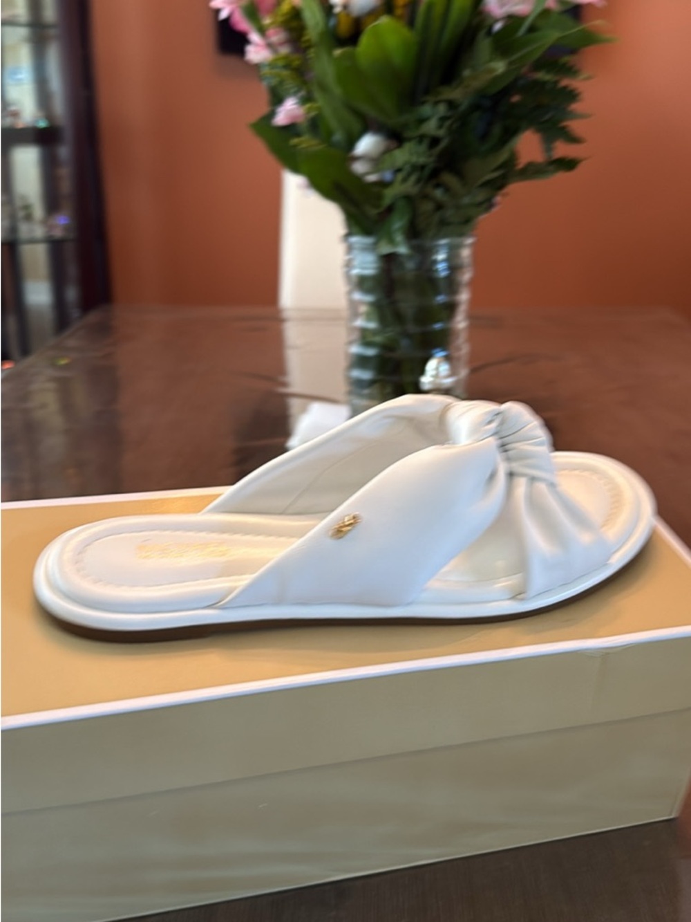 MICHAEL Michael Kors White Knotted Slide Sandal